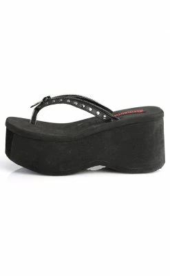 Demonia Shoes FUNN-33 Black Platform Slide Sandals 9 Demonia Shoes FUNN-33 Black Platform Slide Sandals