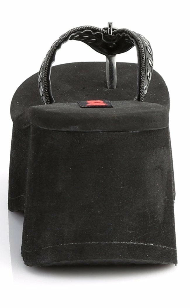 Demonia Shoes FUNN-33 Black Platform Slide Sandals 6 Demonia Shoes FUNN-33 Black Platform Slide Sandals