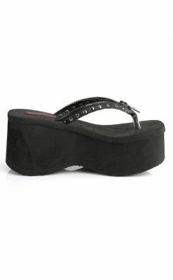 Demonia Shoes FUNN-33 Black Platform Slide Sandals 11 Demonia Shoes FUNN-33 Black Platform Slide Sandals