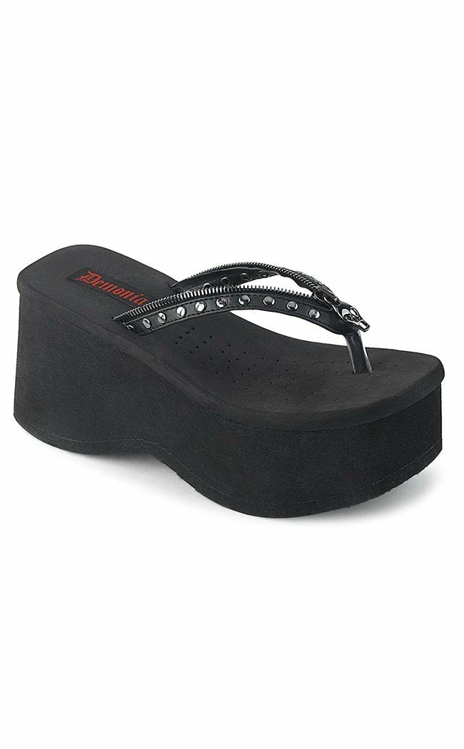 Demonia Shoes FUNN-33 Black Platform Slide Sandals 3 Demonia Shoes FUNN-33 Black Platform Slide Sandals