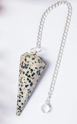 Crystals Faceted Pendulum | Dalmatian Jasper