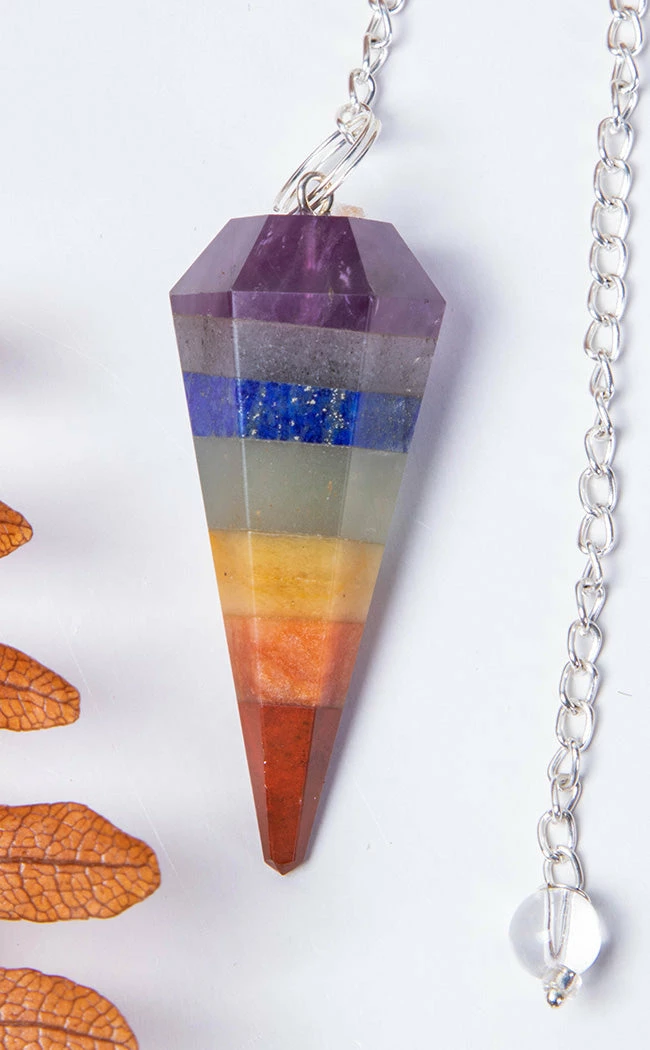 Crystals Witchcraft Faceted Pendulum | Rainbow Chakra 4 Crystals Witchcraft Faceted Pendulum | Rainbow Chakra
