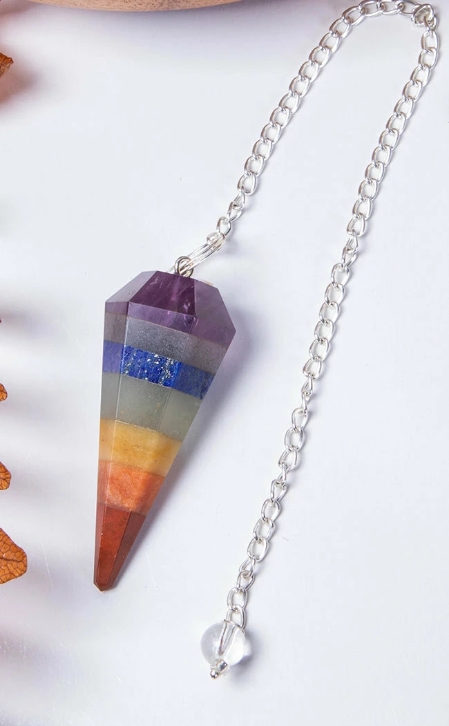 Crystals Witchcraft Faceted Pendulum | Rainbow Chakra 3 Crystals Witchcraft Faceted Pendulum | Rainbow Chakra