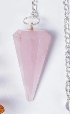 Crystals Witchcraft Faceted Pendulum | Rose Quartz