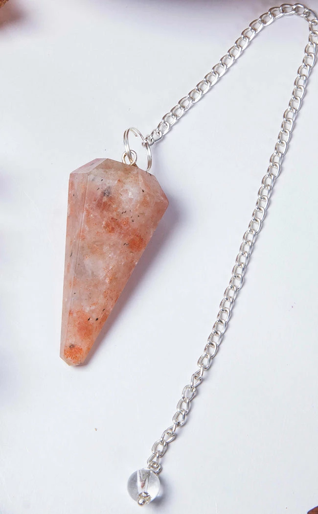 Crystals Faceted Pendulum | Sunstone Witchcraft 3 Crystals Faceted Pendulum | Sunstone Witchcraft