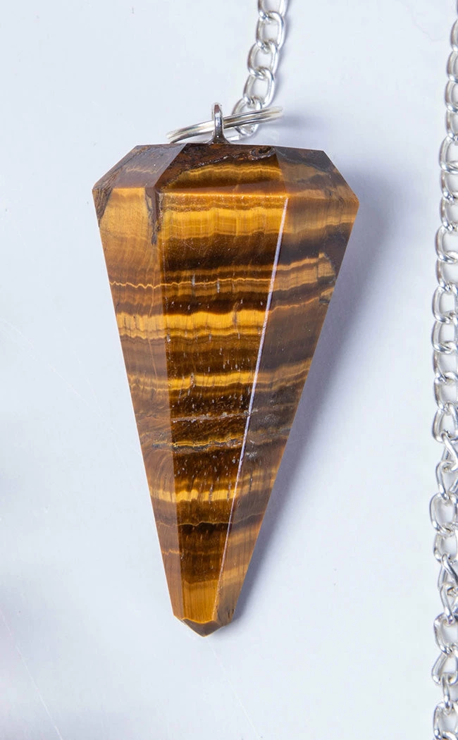 Crystals Faceted Pendulum | Tiger's Eye Home Decor 4 Crystals Faceted Pendulum | Tiger's Eye Home Decor