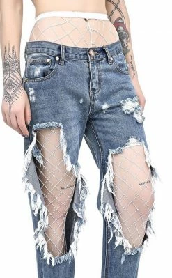 Music Legs Festival Fencenet Stockings In White Clothing