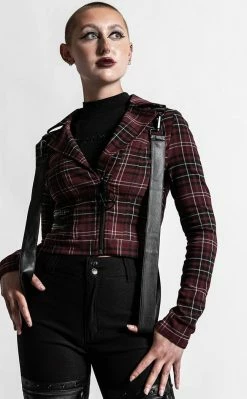 Killstar Clothing Freak Flag Jacket | Blood Tartan