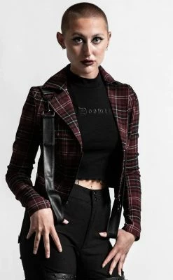 Killstar Clothing Freak Flag Jacket | Blood Tartan