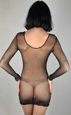 Music Legs Freaky Tendencies Fishnet Long Sleeved Mini Dress