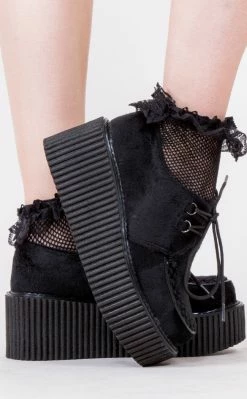 Music Legs Frills N Spills | Black Ruffled Fishnet Socks Clothing