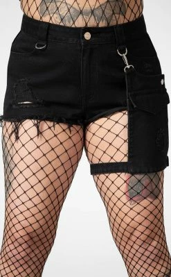Killstar Clothing Fury Road Denim Garter Shorts