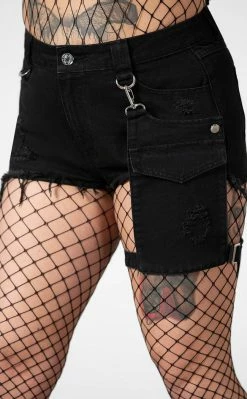 Killstar Clothing Fury Road Denim Garter Shorts