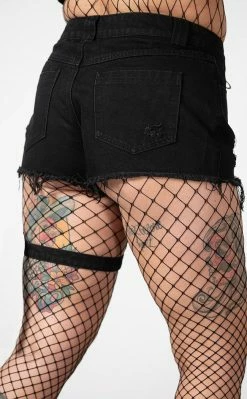 Killstar Clothing Fury Road Denim Garter Shorts