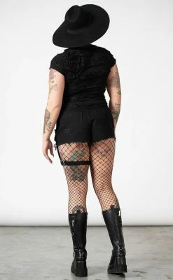 Killstar Clothing Fury Road Denim Garter Shorts