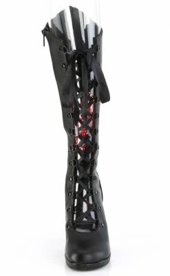 Demonia GLAM-243 Black Heart Knee High Boots Shoes