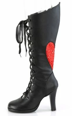 Demonia GLAM-243 Black Heart Knee High Boots Shoes