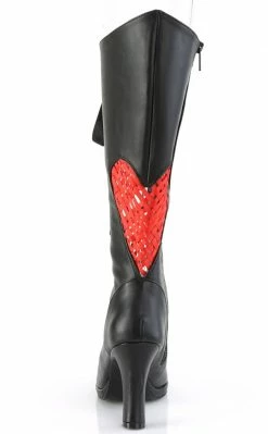 Demonia GLAM-243 Black Heart Knee High Boots Shoes