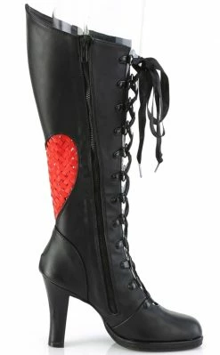 Demonia GLAM-243 Black Heart Knee High Boots Shoes