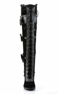 Demonia GLAM-300 Black Thigh High Boots Shoes