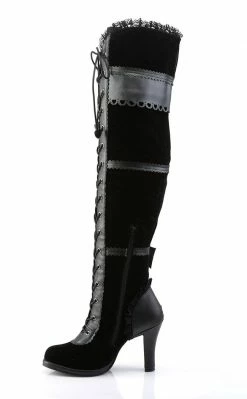 Demonia GLAM-300 Black Thigh High Boots Shoes