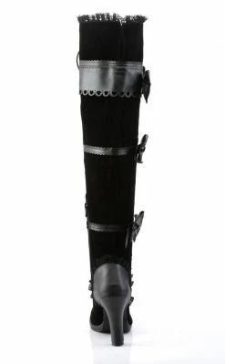 Demonia GLAM-300 Black Thigh High Boots Shoes