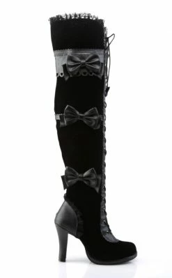 Demonia GLAM-300 Black Thigh High Boots Shoes