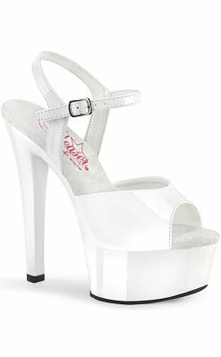 Pleaser GLEAM-609 White Patent Heels Pole Shoes
