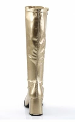 Funtasma GOGO-300 Gold Stretch Vegan Leather Gogo Boots