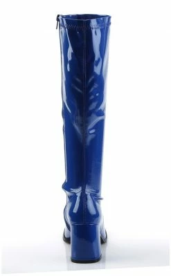 Funtasma GOGO-300 Navy Blue Stretch Patent Gogo Boots
