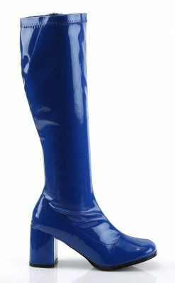 Funtasma GOGO-300 Navy Blue Stretch Patent Gogo Boots