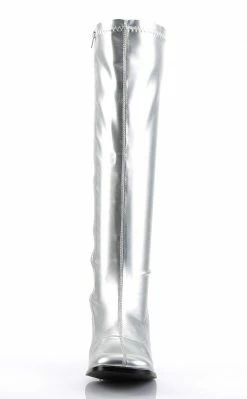 Funtasma GOGO-300 Silver Stretch PU Gogo Boots