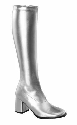 Funtasma GOGO-300 Silver Stretch PU Gogo Boots