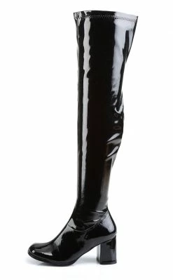 Funtasma GOGO-3000 Black Stretch Patent Thigh High Boots