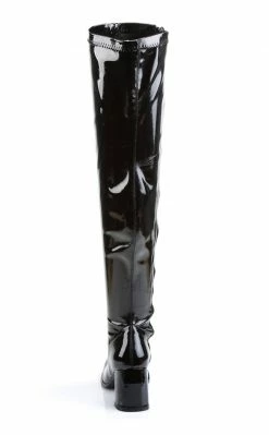 Funtasma GOGO-3000 Black Stretch Patent Thigh High Boots