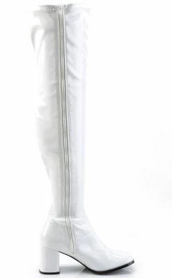 Funtasma GOGO-3000 White Stetch Patent Thigh High Boots