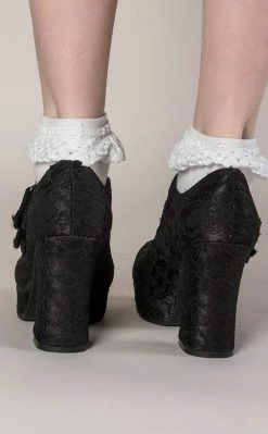 Demonia Shoes GOTHIKA-09 Black Lace Mary Jane Heels