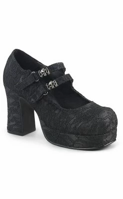 Demonia GOTHIKA-09 Black Lace Mary Jane Heels (Last Pair: Size 8)