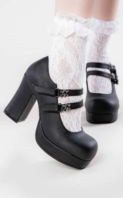 Demonia GOTHIKA-09 Black Vegan Leather Mary Jane Heels Shoes