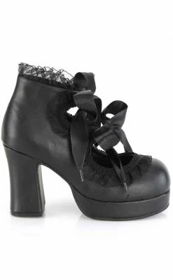Demonia GOTHIKA-53 Black Frilly Mary Jane Heels Shoes