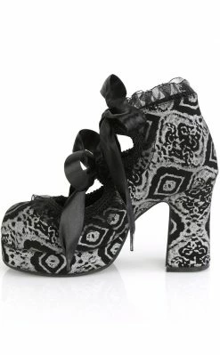 Demonia GOTHIKA-53 Black & Silver Nubuck Mary Jane Heels (Au Stock)