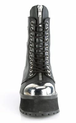 Demonia Shoes GRAVEDIGGER-10 Black Vegan Leather Ankle Boots