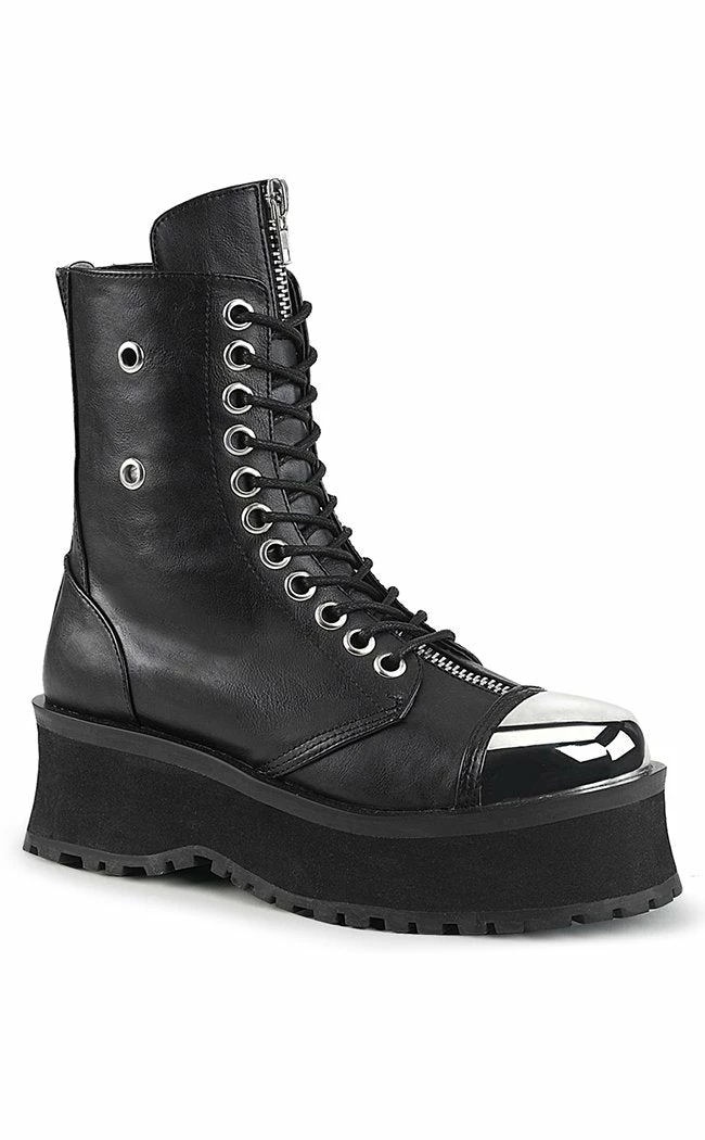 Demonia Shoes GRAVEDIGGER-10 Black Vegan Leather Ankle Boots 3 Demonia Shoes GRAVEDIGGER-10 Black Vegan Leather Ankle Boots