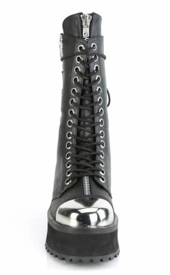Demonia GRAVEDIGGER-14 Black Vegan Leather Boots Shoes