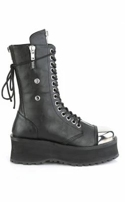 Demonia GRAVEDIGGER-14 Black Vegan Leather Boots Shoes