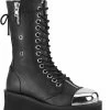 Demonia GRAVEDIGGER-14 Black Vegan Leather Boots Shoes