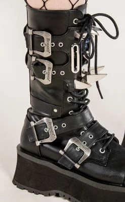 Demonia GRAVEDIGGER-250 Black Vegan Leather Boots (Au Stock)