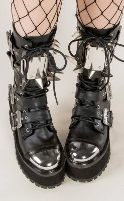 Demonia GRAVEDIGGER-250 Black Vegan Leather Boots