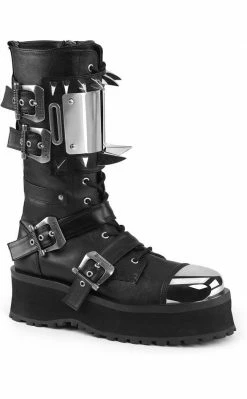 Demonia GRAVEDIGGER-250 Black Vegan Leather Boots
