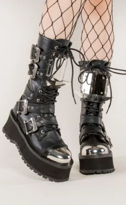 Demonia GRAVEDIGGER-250 Black Vegan Leather Boots